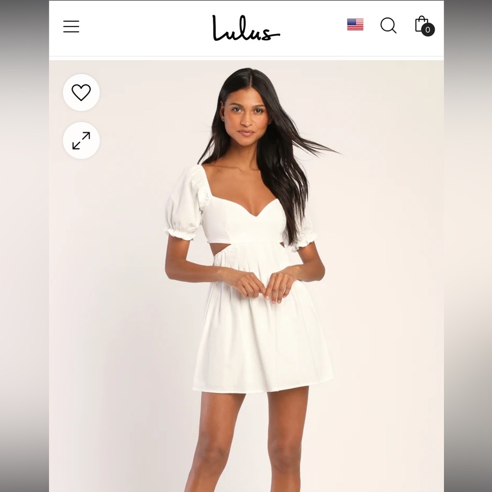 Love the Feeling White Puff Sleeve Lace-Up Cutout Mini Dress (NWT)🤍✨